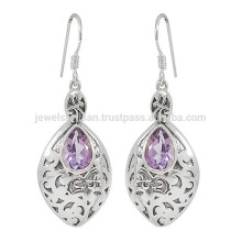 Gemstone Amethyst Gemstone &amp; 925 Silver Dangle Drop Earrings Bijoux De Mariage